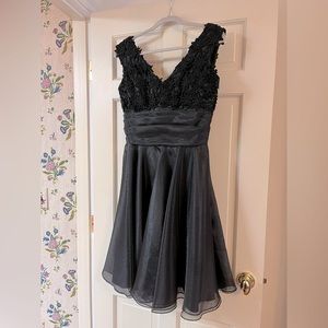 Vintage black dress with lace bodice and tulle skirt